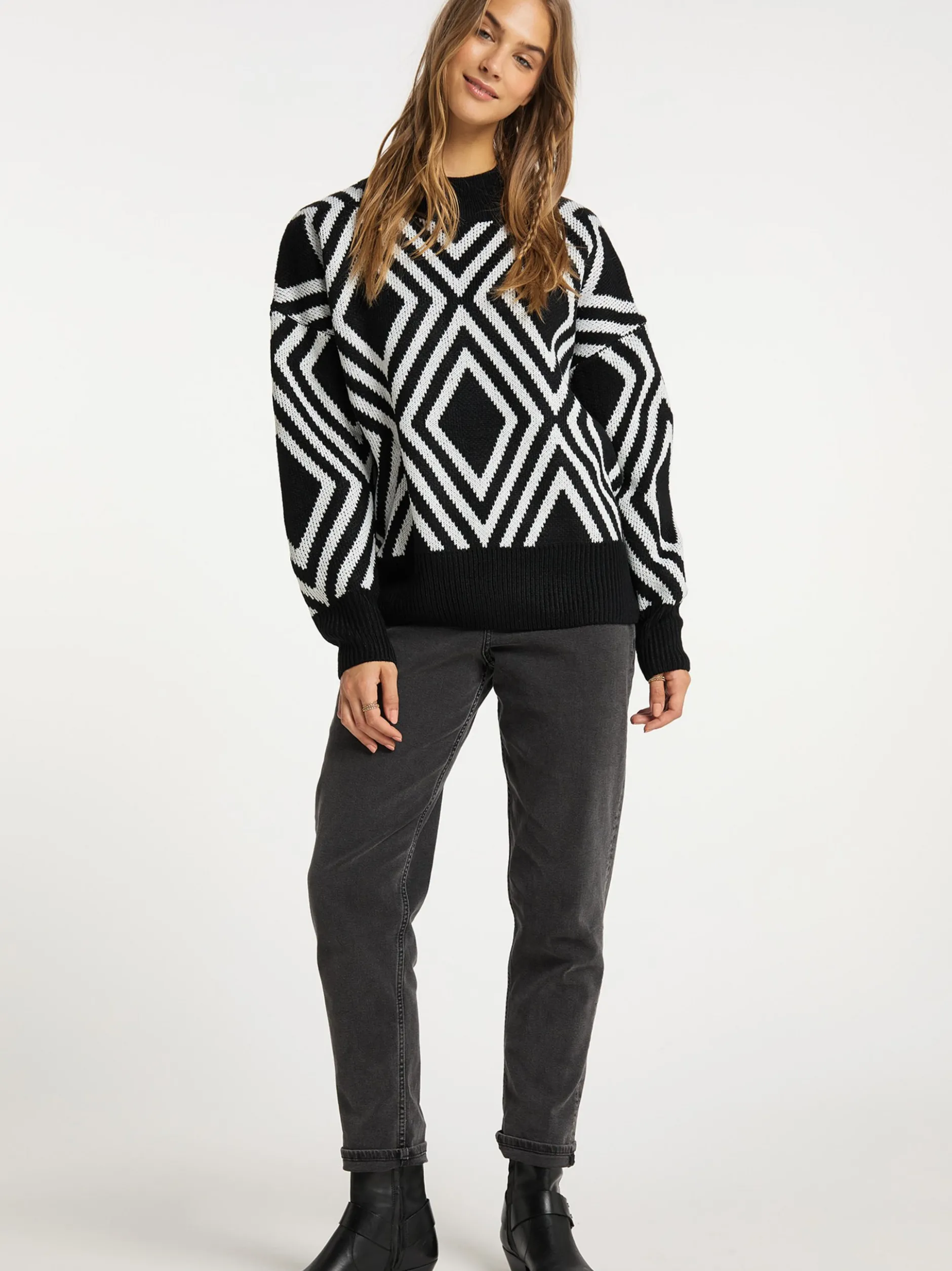 IZIA Damen Strickpullover in mehrfarbig