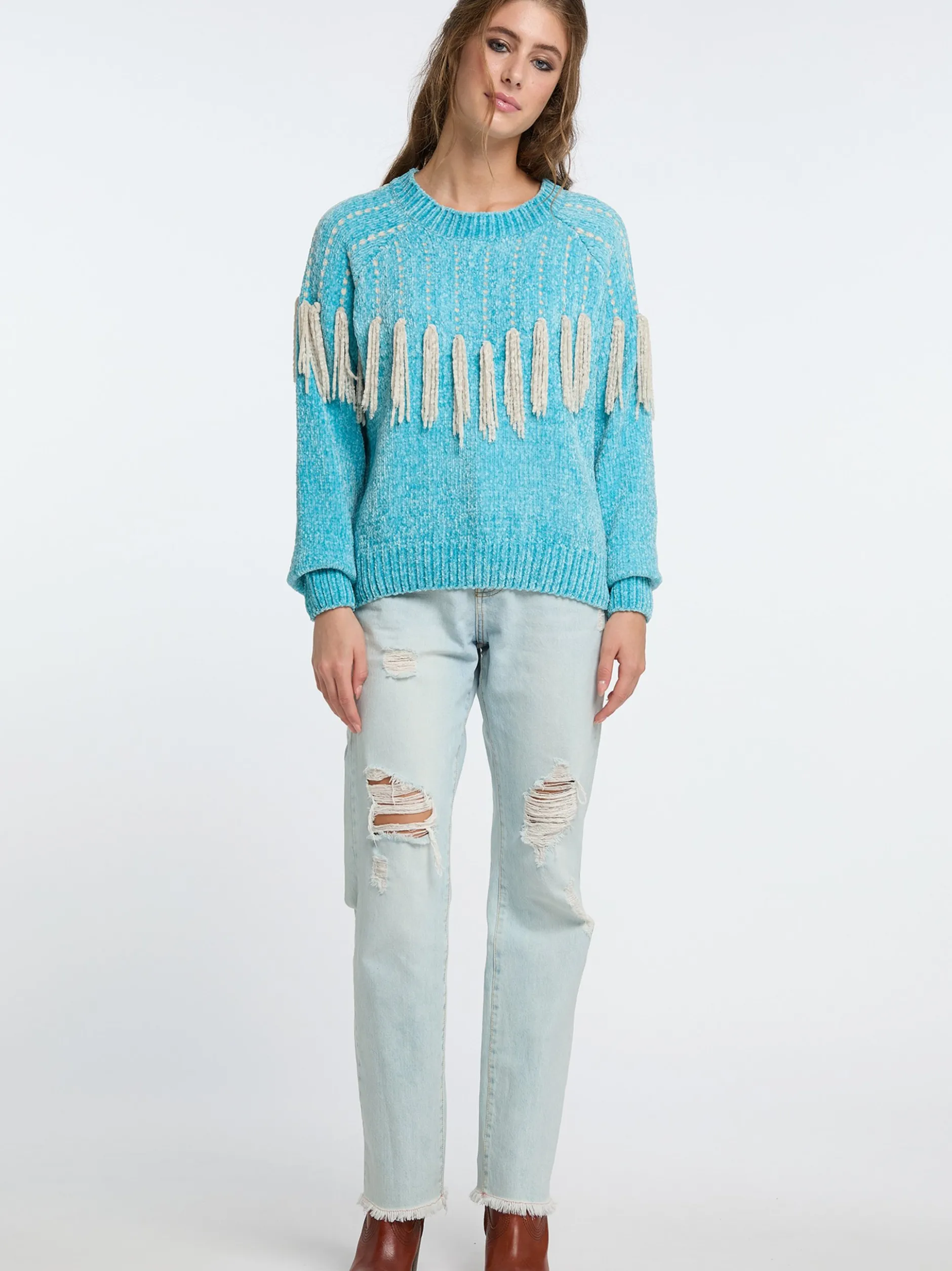 IZIA Damen Strickpullover in türkis