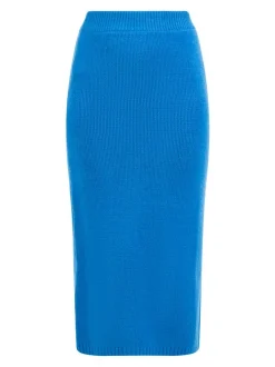 IZIA Damen Strickrock in blau - Länge: mittel
