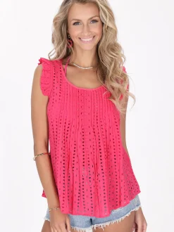 IZIA Damen Top in fuchsia - Ausschnitt: Rundhals