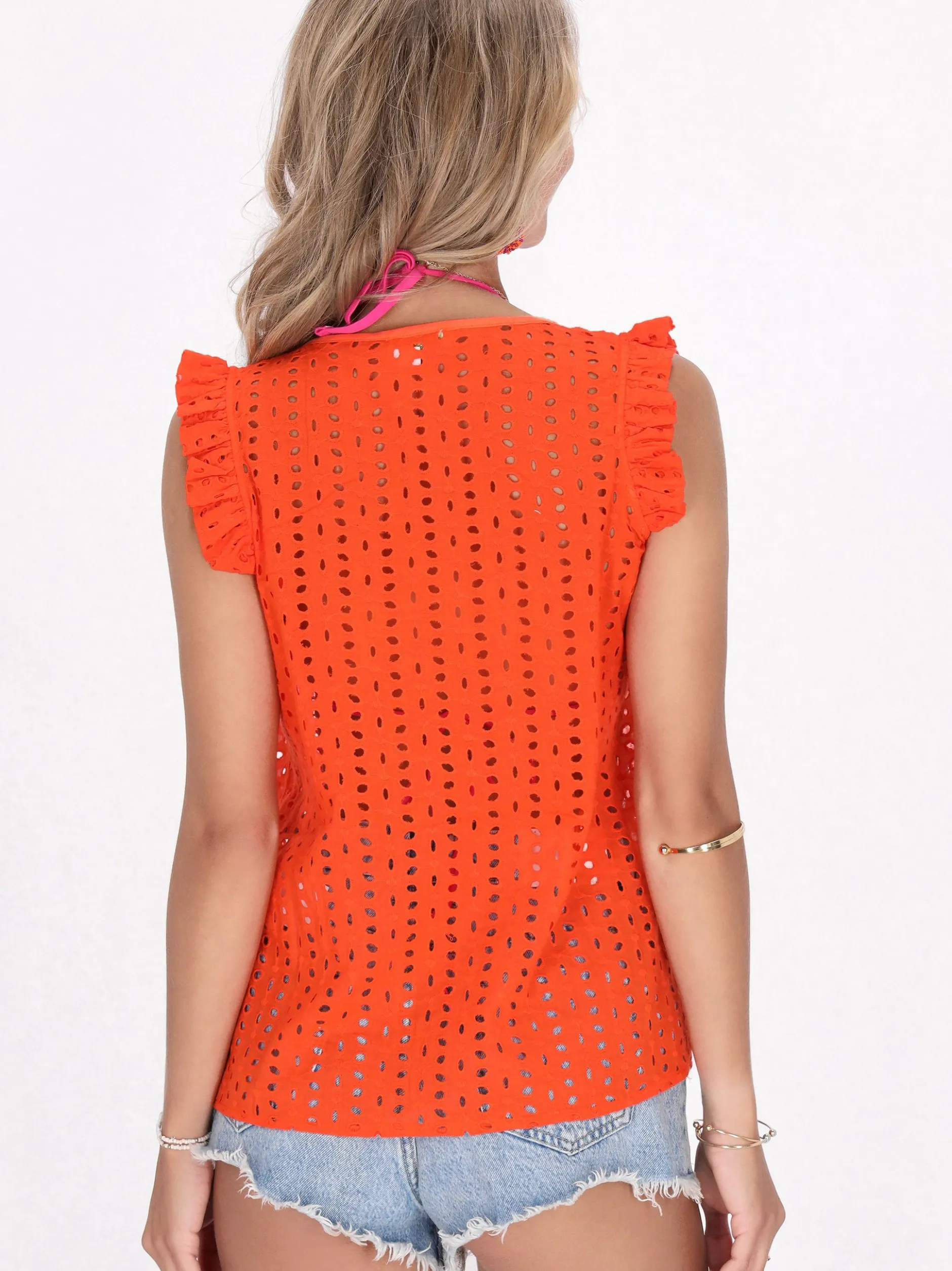 IZIA Damen Top in orange - Ausschnitt: Rundhals