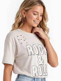 IZIA Damen T-Shirt in grau - Ausschnitt: Rundhals