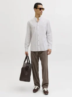Jack & Jones Herren Hemd - JJESummer in taupe weiß