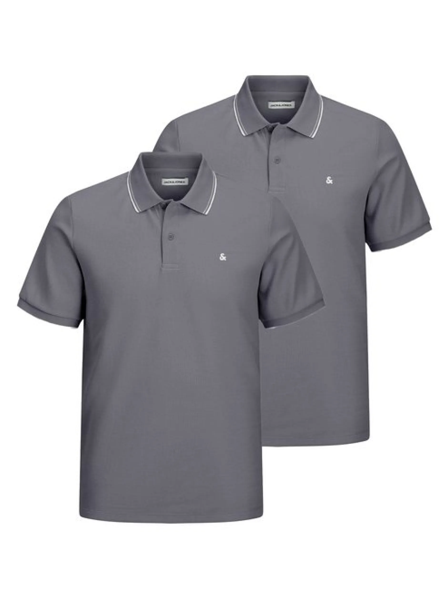 Jack & Jones Herren Poloshirt - 2er Pack Austin in grau