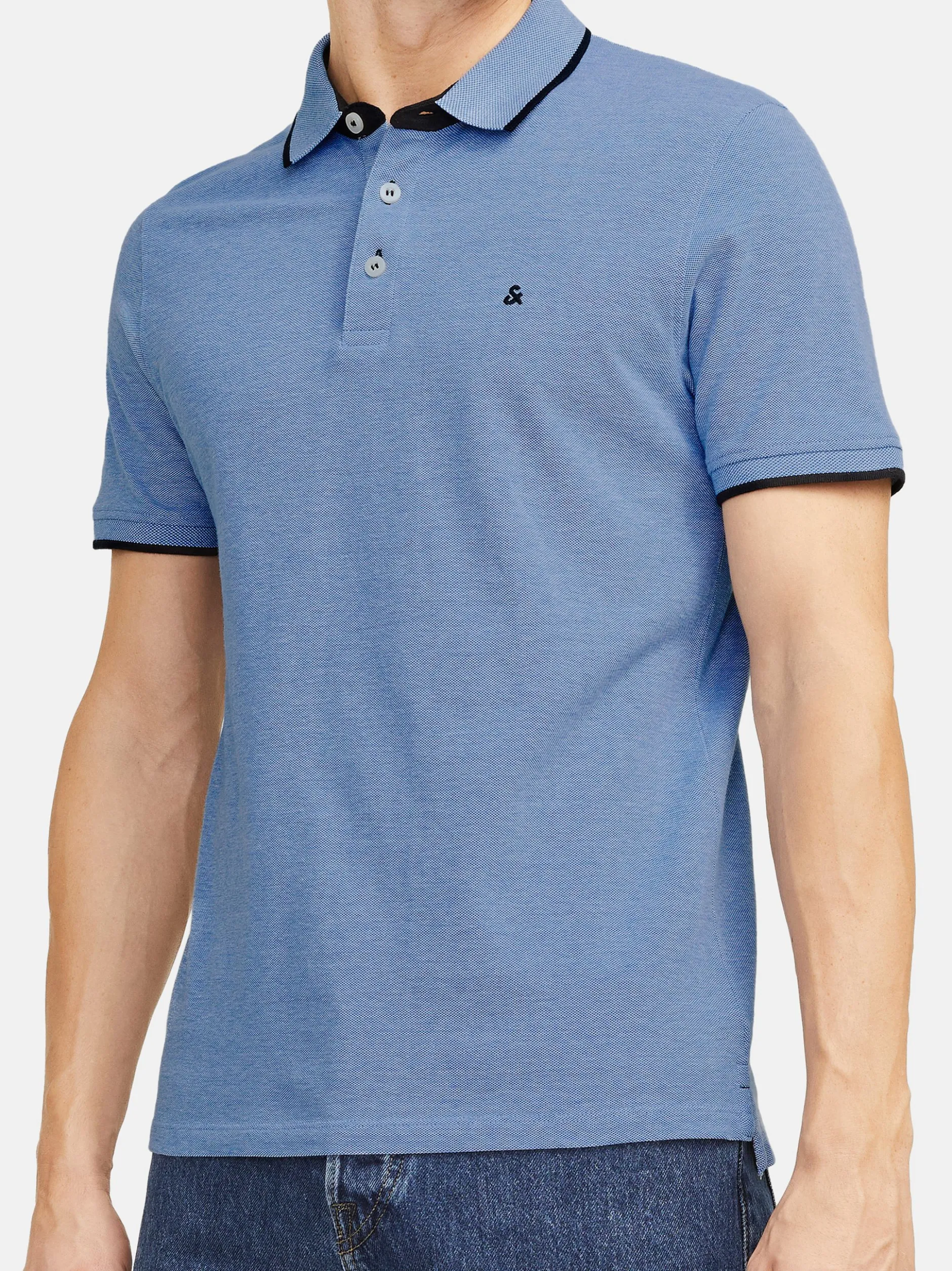 Jack & Jones Herren Poloshirt - 3er Pack Paulos - Slim Fit in denim