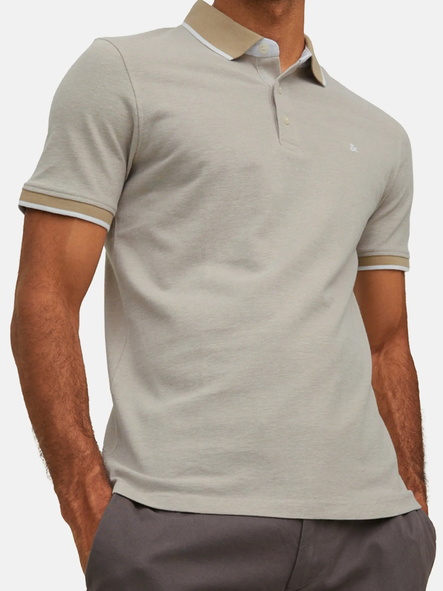 Jack & Jones Herren Poloshirt - 3er Pack Paulos - Slim Fit in beige