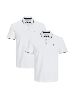 Jack & Jones Herren Poloshirt - 2er Pack Paulos - Slim Fit in weiß
