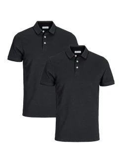 Jack & Jones Herren Poloshirt - 2er Pack Paulos - Slim Fit in grau