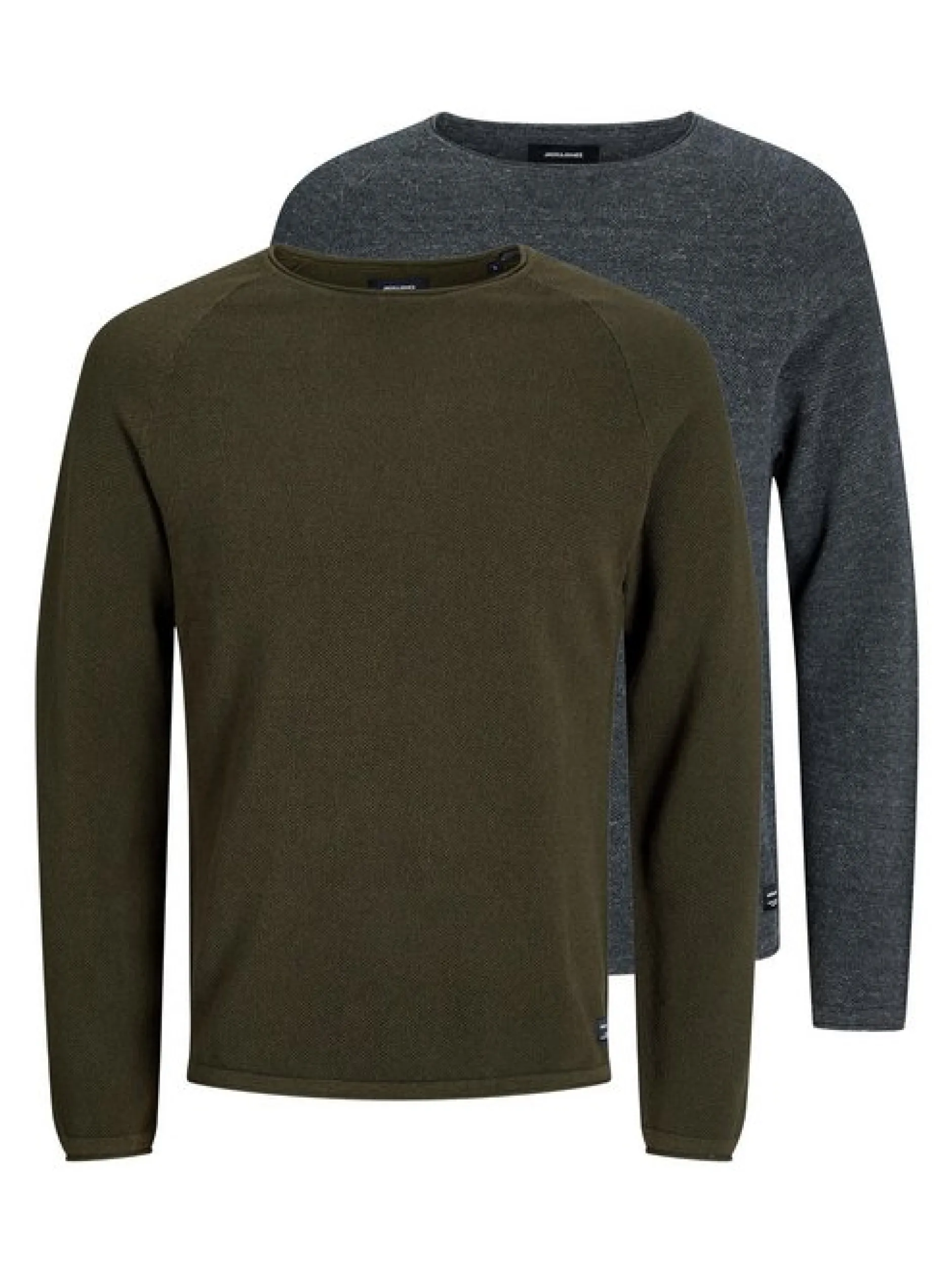 Jack & Jones Herren Pullover im 2er-Pack Hill in khaki anthrazit