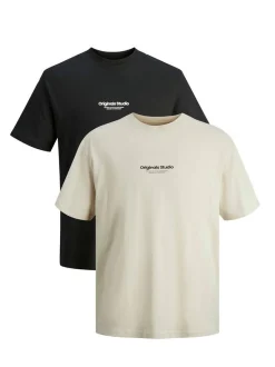 Jack & Jones Herren T-Shirt - 2er Pack Jorvesterbro in braun