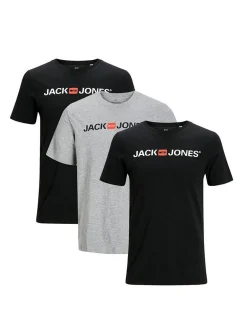 Jack & Jones Herren T-Shirt - 3er Pack Basic in schwarz