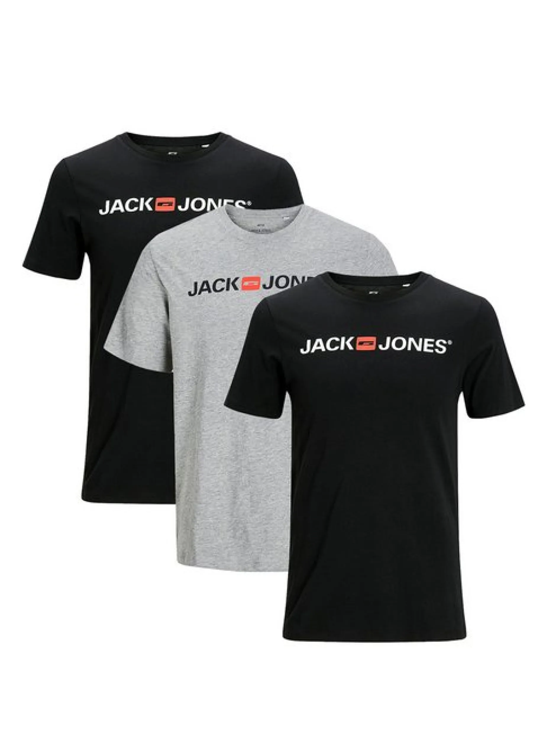 Jack & Jones Herren T-Shirt - 3er Pack Basic in schwarz
