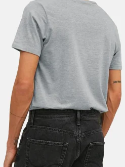Jack & Jones Herren T-Shirt - 3er Pack Basic in grau