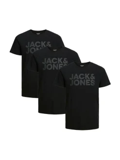 Jack & Jones Herren T-Shirt - 3er Pack Corp in schwarz