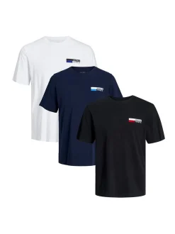 Jack & Jones Herren T-Shirt - 3er Pack Corp in denim