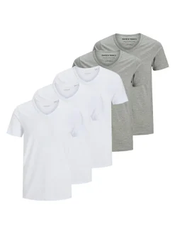 Jack & Jones Herren T-Shirts im 5er-Pack in hellgrau