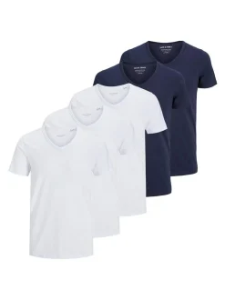 Jack & Jones Herren T-Shirts im 5er-Pack in hellblau