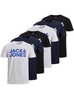 Jack & Jones Herren T-Shirts im 6er-Pack in mehrfarbig