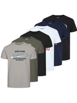 Jack & Jones Herren T-Shirts im 6er-Pack in mehrfarbig