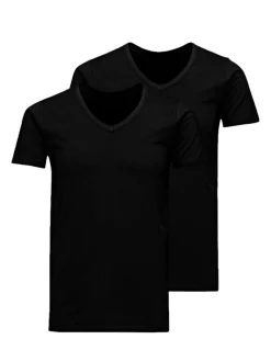 Jack & Jones Herren Unterhemd - 2er Pack Jacbasic in schwarz