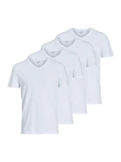 Jack & Jones Herren Unterhemd - 4er Pack Jacbasic in weiß