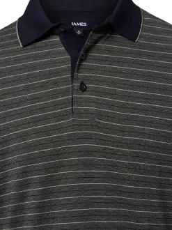 James Herren Langarm-Poloshirt in marine lind
