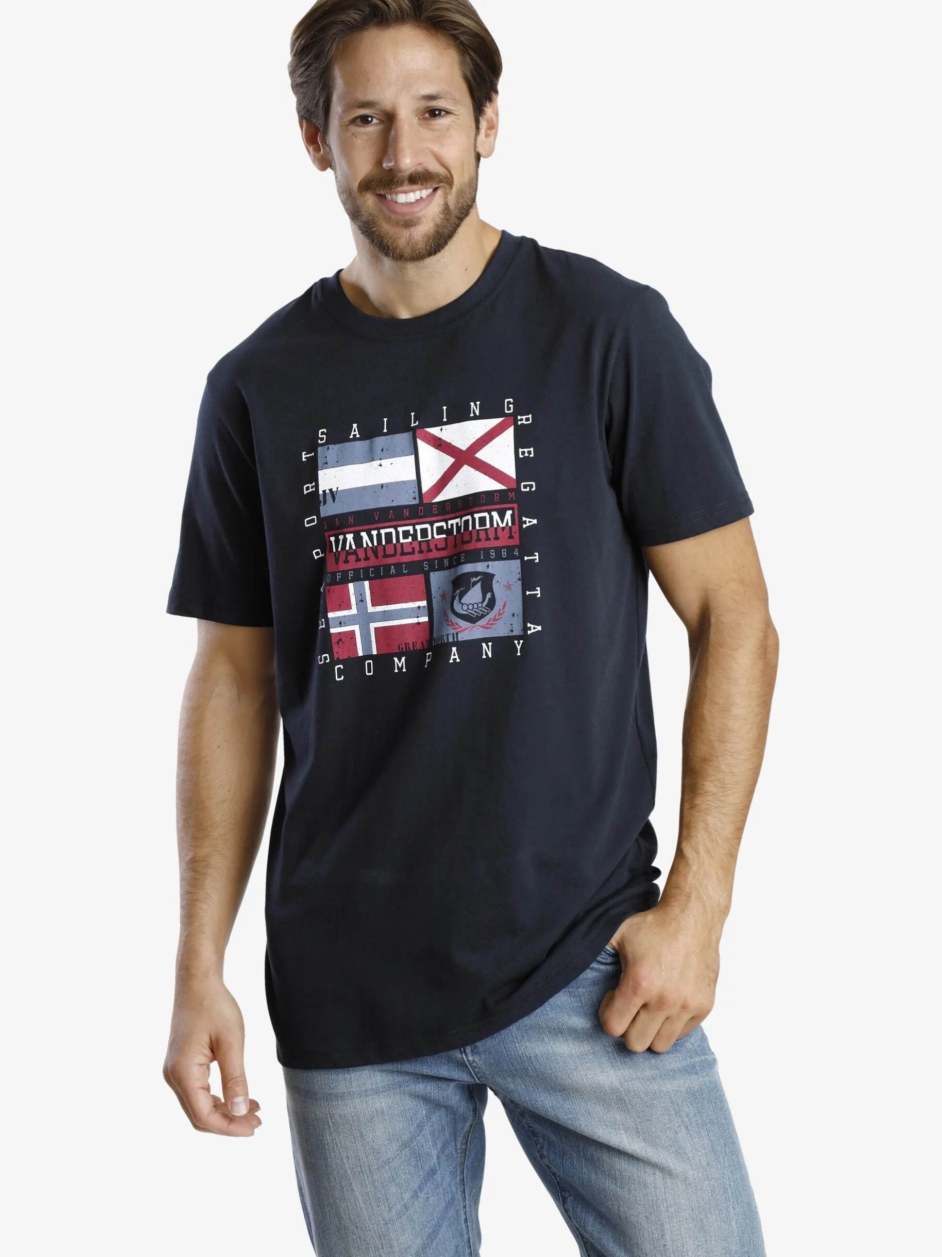 Jan Vanderstorm Herren Doppelpack T-Shirt - PREBEN in blau