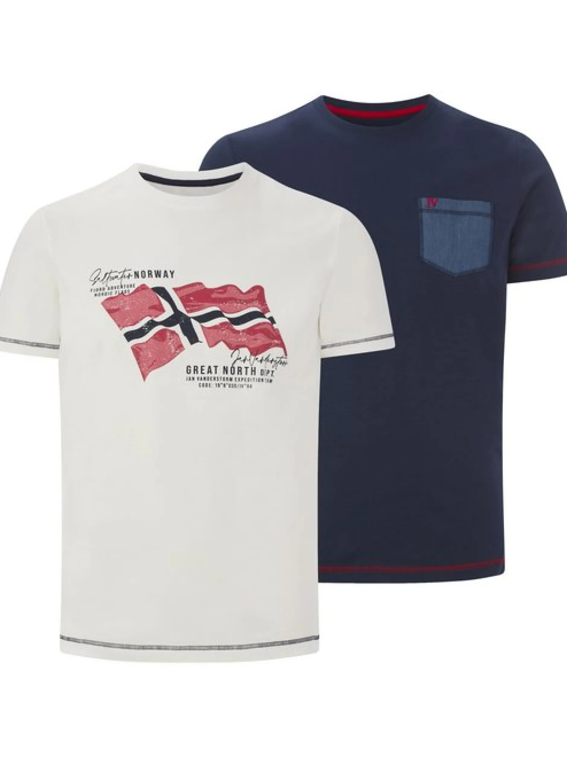 Jan Vanderstorm Herren Doppelpack T-Shirt - BALDEN in weiß blau