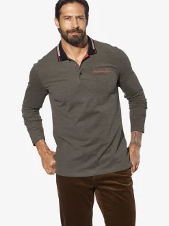 Jan Vanderstorm Herren Langarm-Poloshirt - KNUTSEN in braun