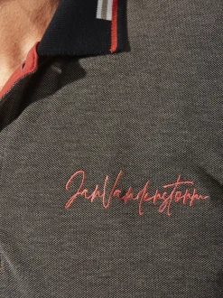 Jan Vanderstorm Herren Langarm-Poloshirt - KNUTSEN in braun
