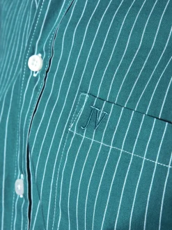 Jan Vanderstorm Herren Streifenhemd - PERTTU in petrol