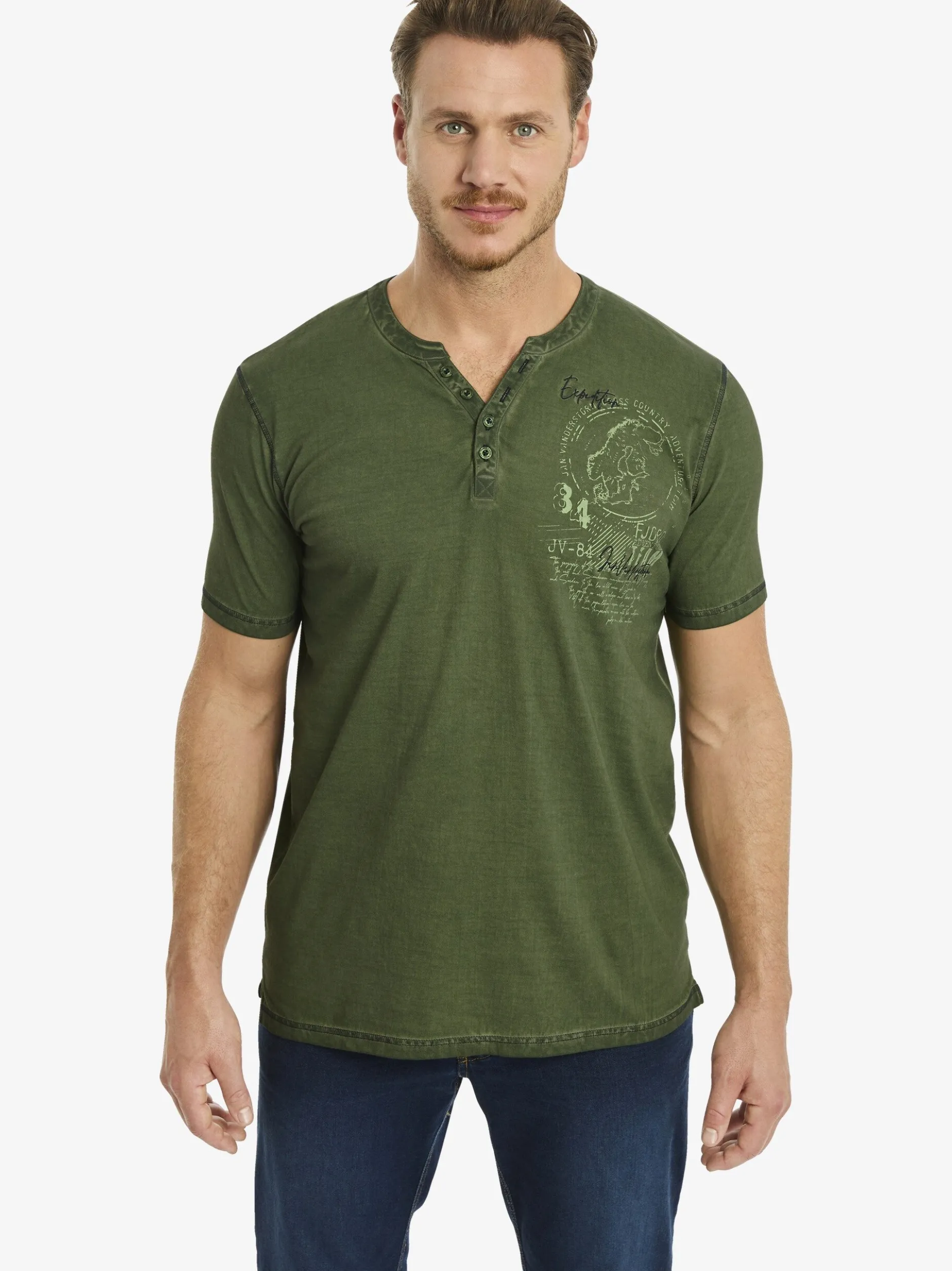 Jan Vanderstorm Herren T-Shirt - GODBERT in oliv