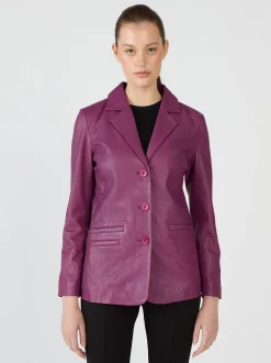 JCC Damen Lederblazer in lila