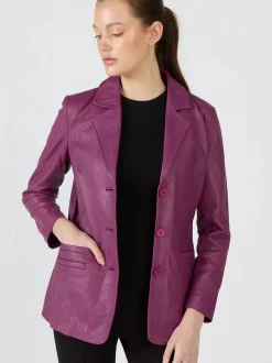 JCC Damen Lederblazer in lila