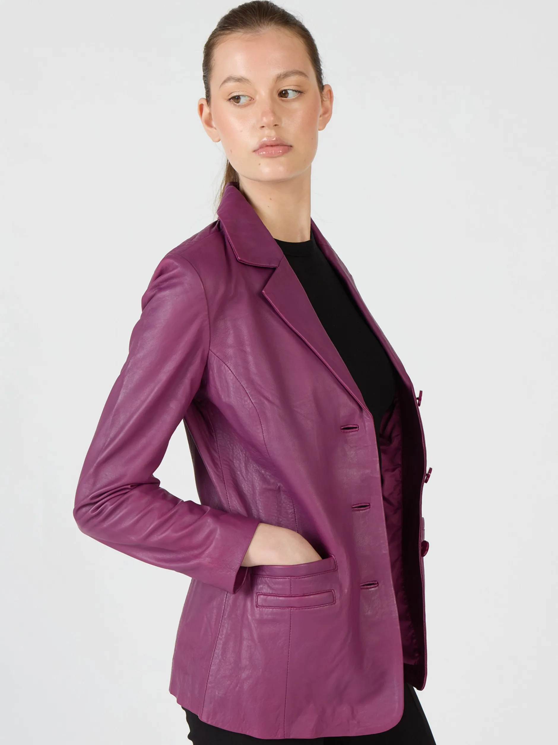 JCC Damen Lederblazer in lila