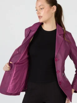 JCC Damen Lederblazer in lila
