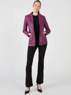 JCC Damen Lederblazer in lila