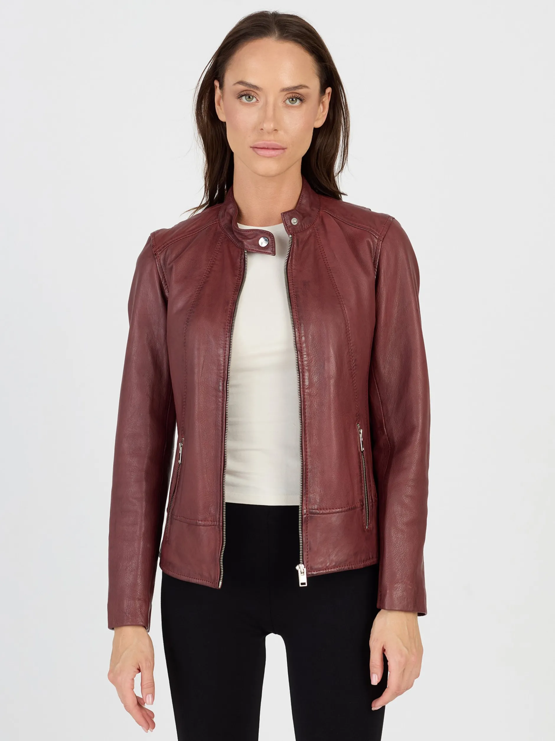 JCC Damen Lederjacke in bordeaux