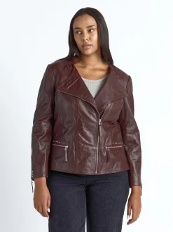JCC Damen Lederjacke in bordeaux
