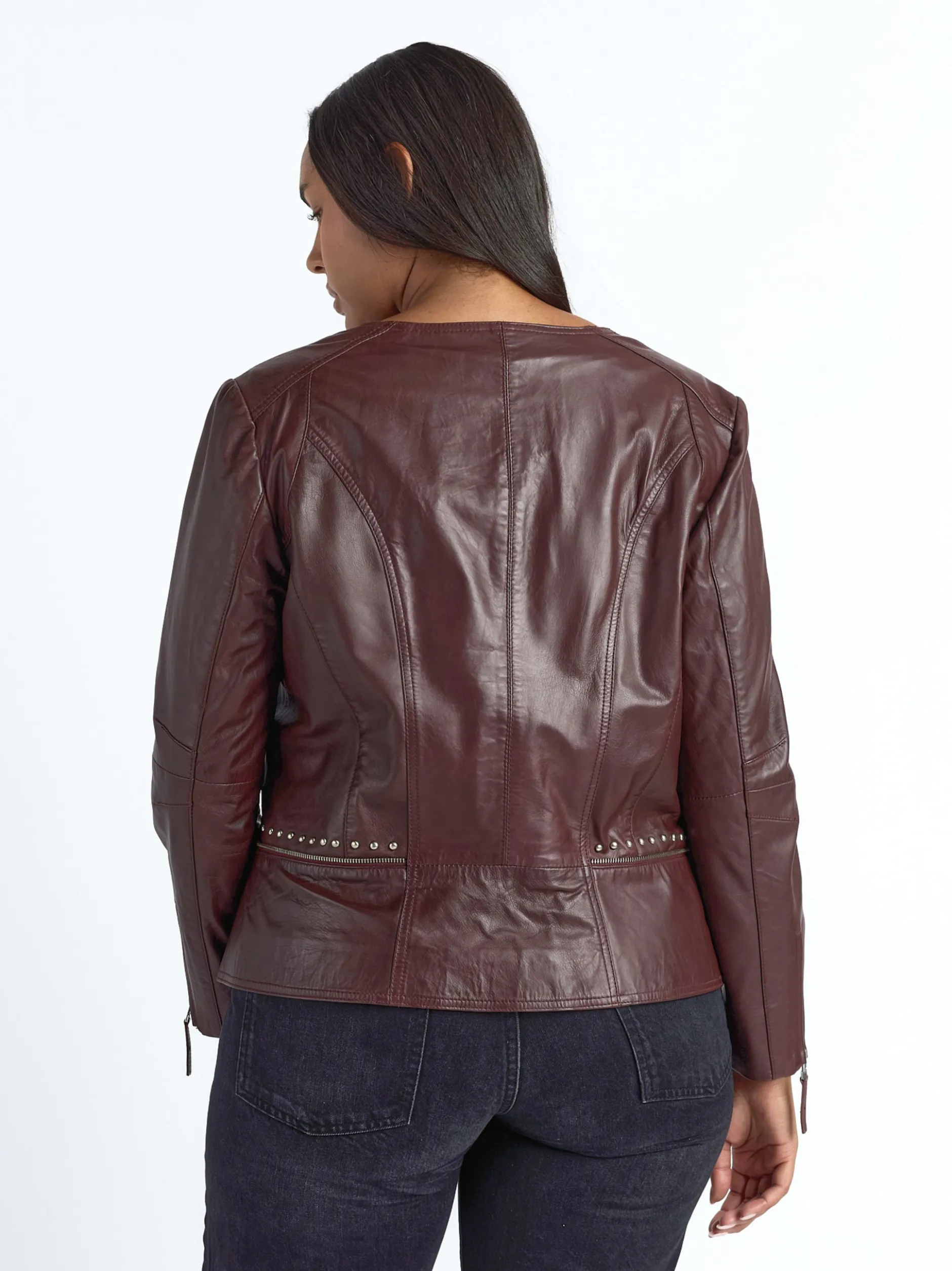 JCC Damen Lederjacke in bordeaux