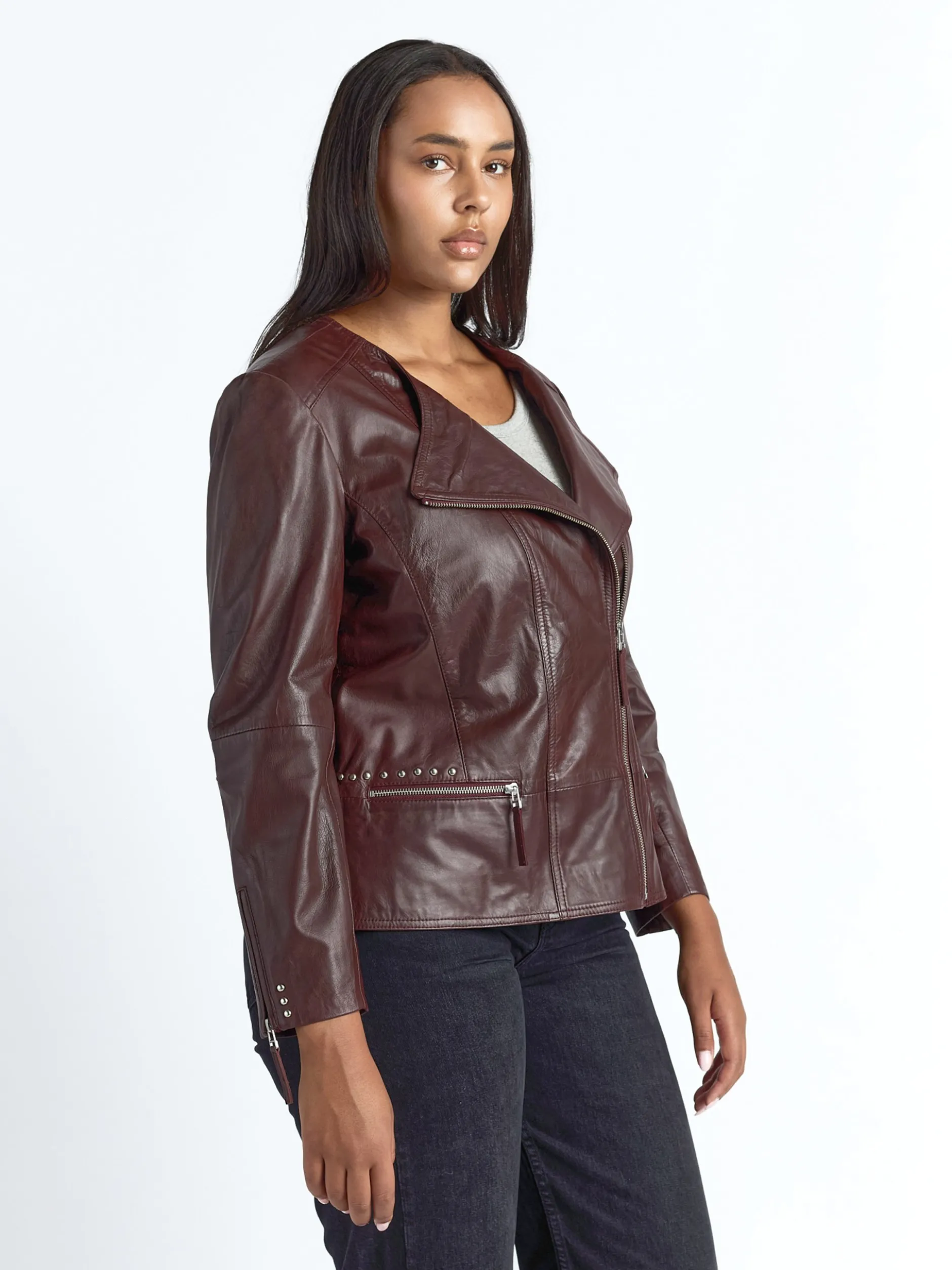 JCC Damen Lederjacke in bordeaux