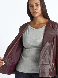 JCC Damen Lederjacke in bordeaux