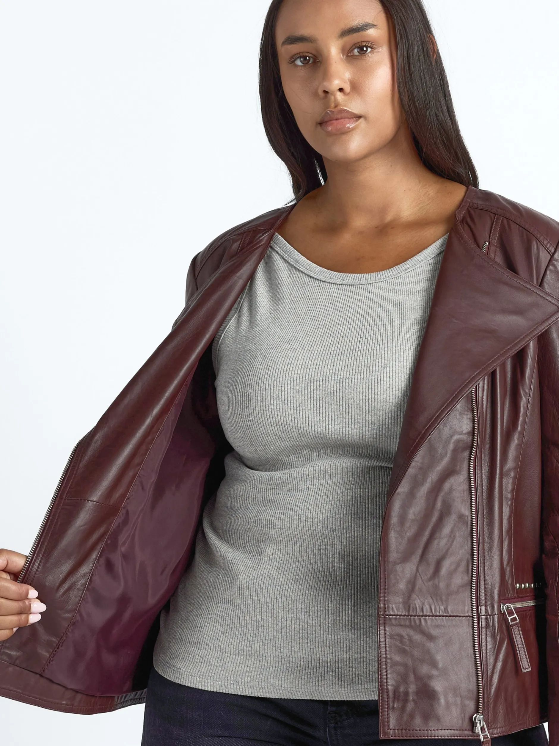 JCC Damen Lederjacke in bordeaux