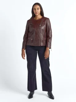 JCC Damen Lederjacke in bordeaux
