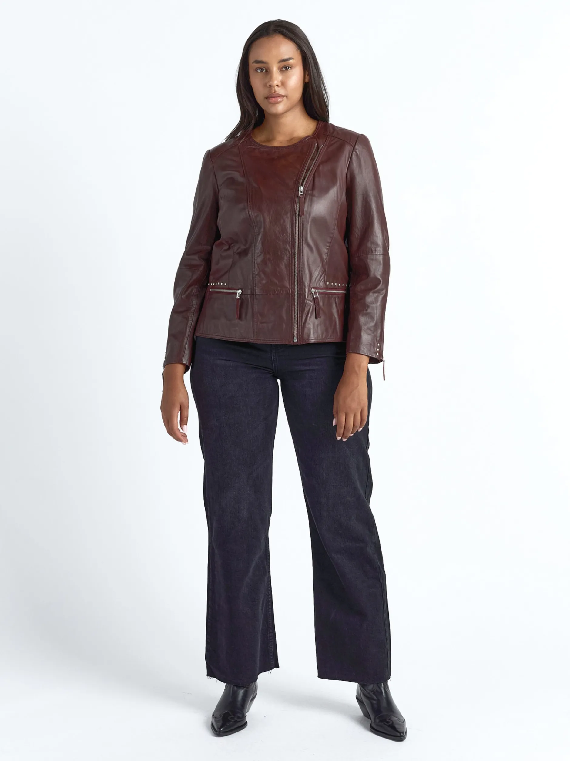 JCC Damen Lederjacke in bordeaux