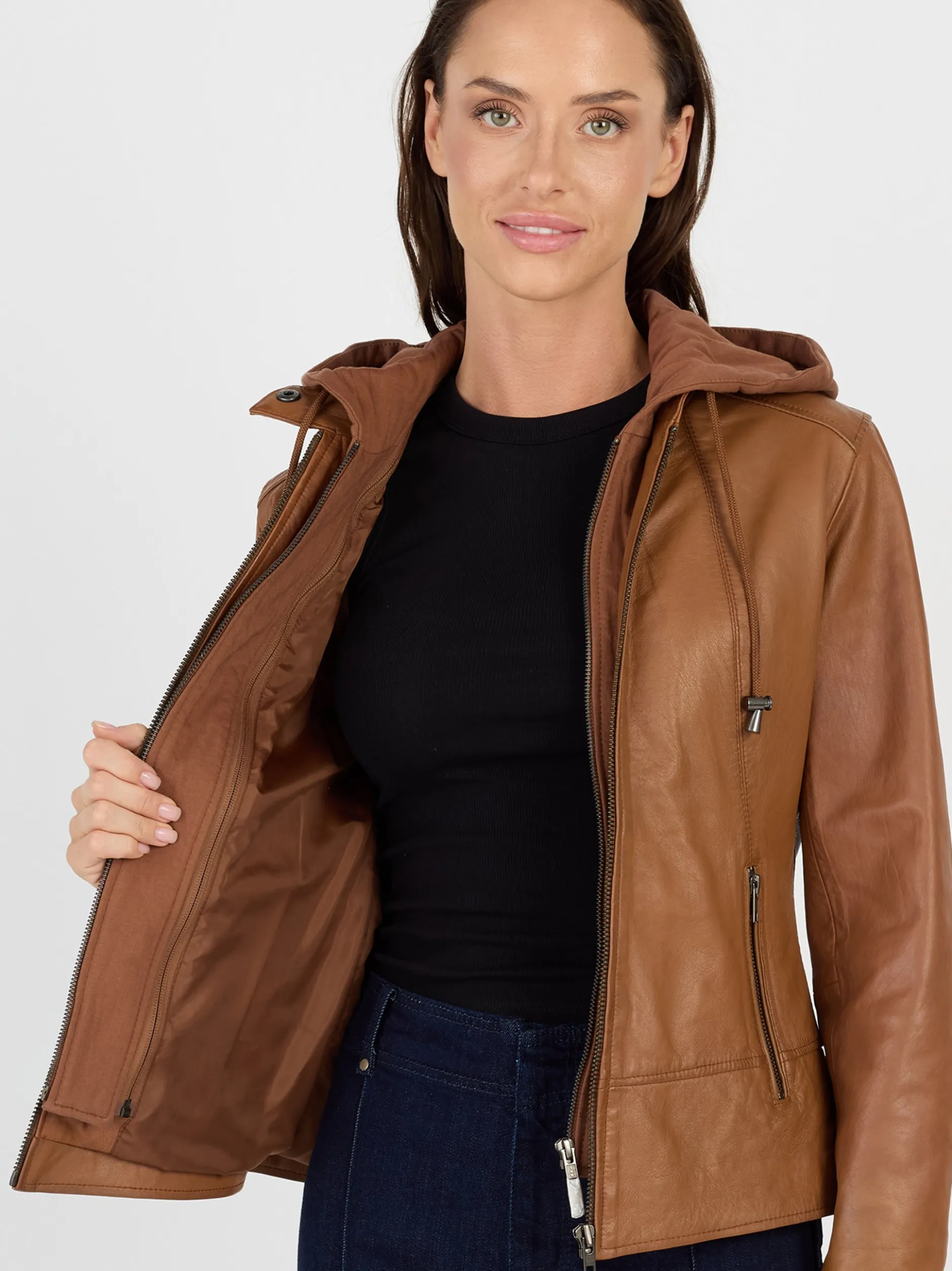 JCC Damen Lederjacke in cognac