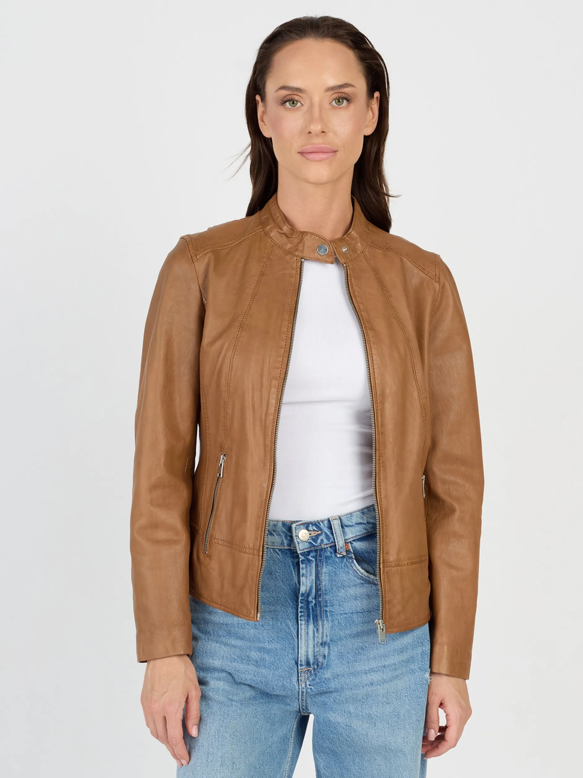 JCC Damen Lederjacke in cognac