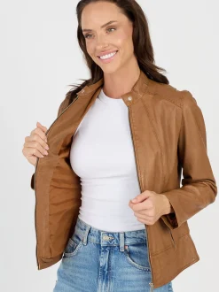 JCC Damen Lederjacke in cognac