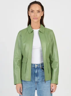 JCC Damen Lederjacke in grün