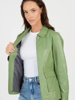 JCC Damen Lederjacke in grün